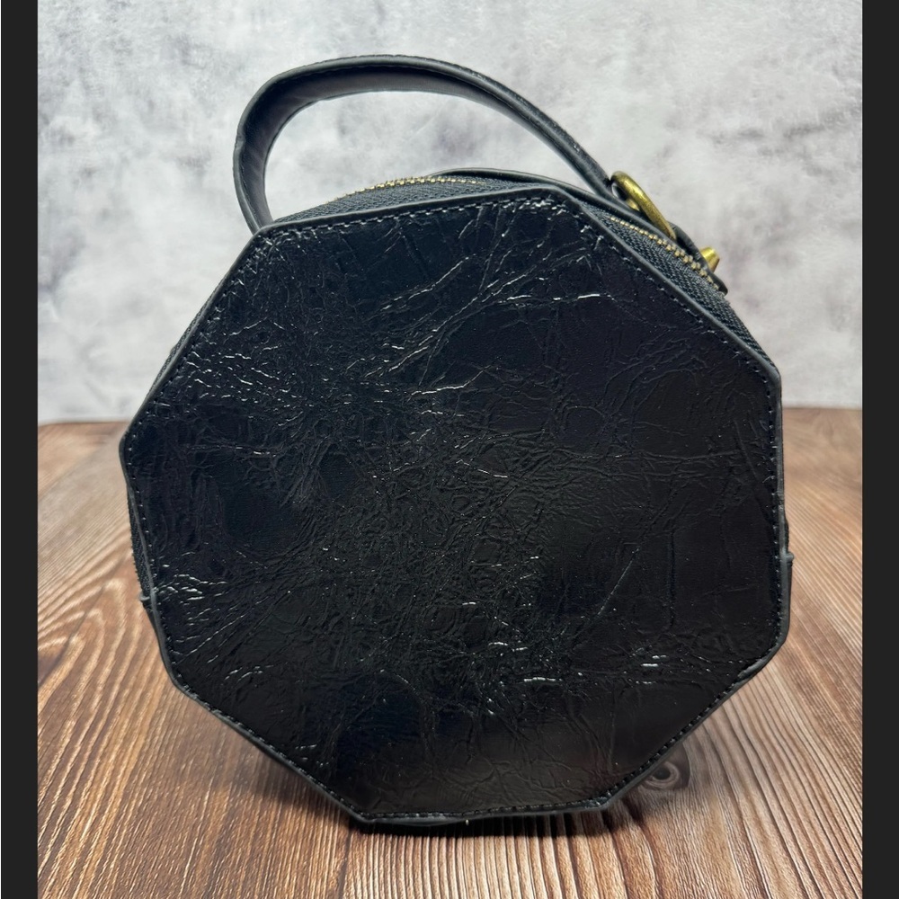 Steampunk Renaissance vegan leather octagon Crossbody handbag - Picture 4 of 5